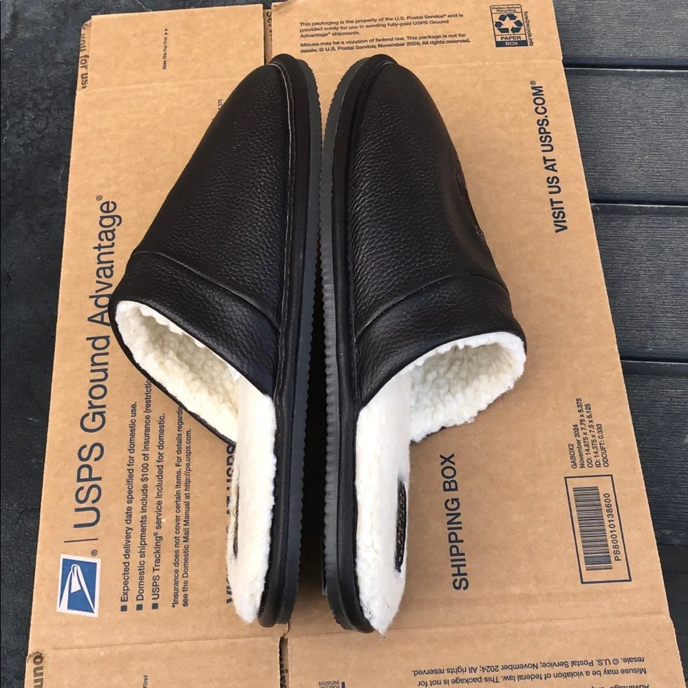 Polo by Ralph Lauren Dark Brown Leather  Big Pony Slip-On Slippers used 11/12